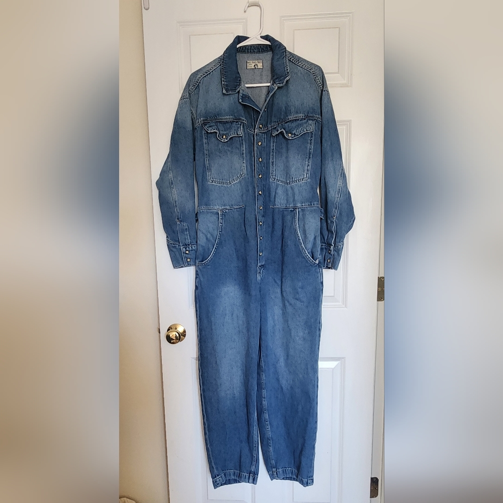 Free People denim jumpsuit
